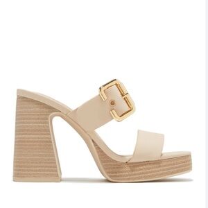 Gorgeous Tan Chunky Block Heels NWOT